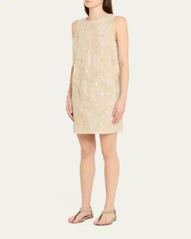 Brunello Cucinelli Dazzling Seabed Embroidered Techno Cotton Mini Dress | Thumbnail 4 Brunello Cucinelli Dazzling Seabed Embroidered Techno Cotton Mini Dress | Thumbnail 4