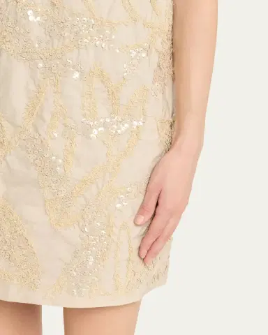 Brunello Cucinelli Dazzling Seabed Embroidered Techno Cotton Mini Dress | Thumbnail 5 Brunello Cucinelli Dazzling Seabed Embroidered Techno Cotton Mini Dress | Thumbnail 5