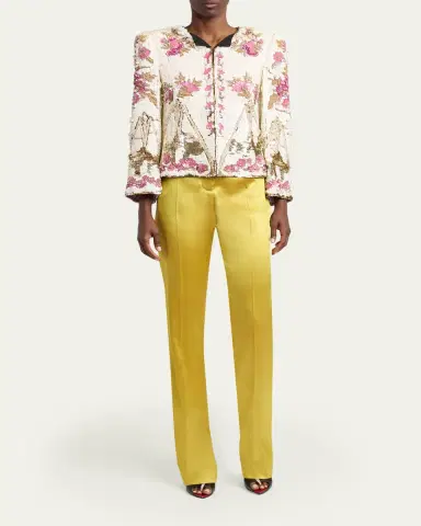 Valentino Garavani High-Rise Satin Straight-Leg Trousers | Thumbnail 2