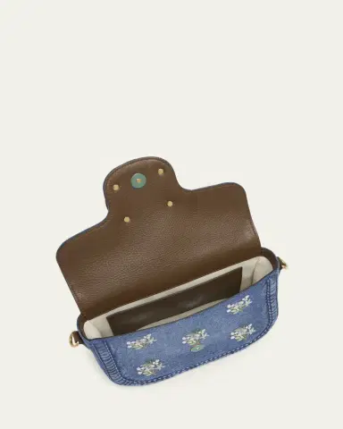 Valentino Garavani Alltime Floral-Embroidered Denim Shoulder Bag | Thumbnail 4 Valentino Garavani Alltime Floral-Embroidered Denim Shoulder Bag | Thumbnail 4