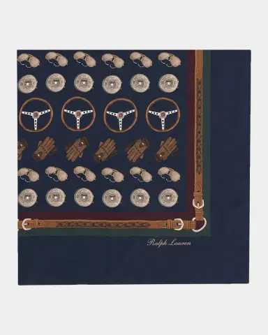 Ralph Lauren Purple Label Men's Automotive-Print Silk Square Scarf | Thumbnail 2