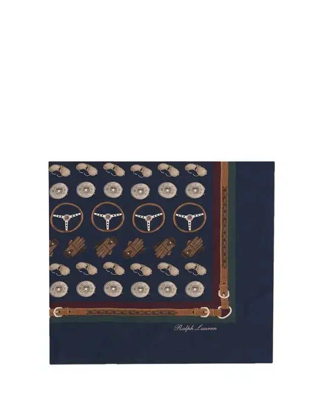 Automotive-Print Silk Square Scarf