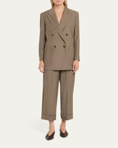 Max Mara Cropped Pinstripe Virgin Wool Pants | Thumbnail 2