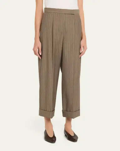 Max Mara Cropped Pinstripe Virgin Wool Pants | Thumbnail 4