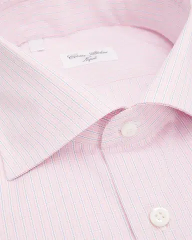 Cesare Attolini Men's Micro-Plaid Cotton Dress Shirt | Thumbnail 3
