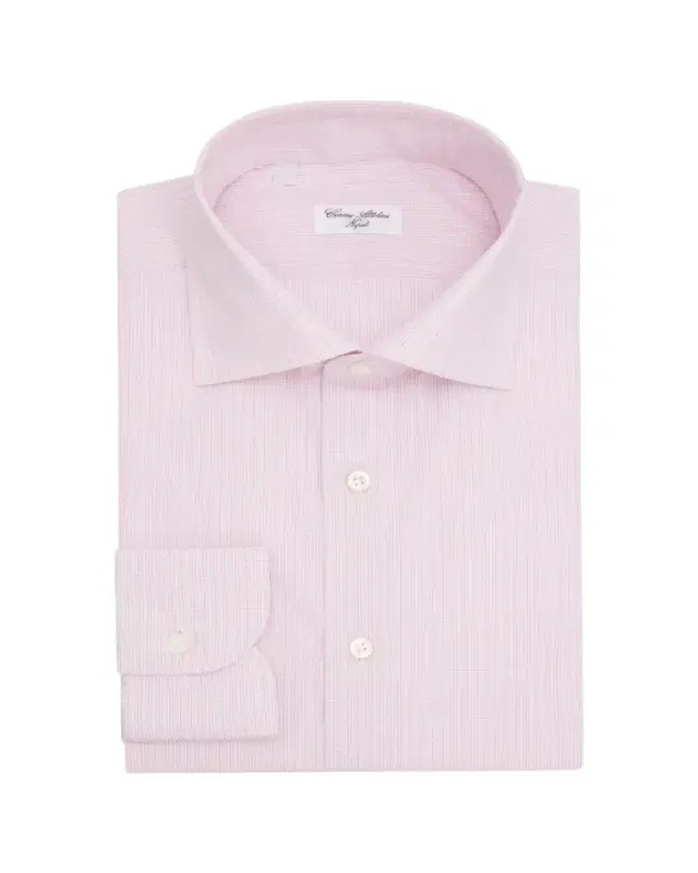 Men's Micro-Plaid Cotton Dress Shirt