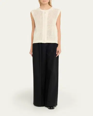 Max Mara Sleeveless Crewneck Open-Stitch Sweater | Thumbnail 2
