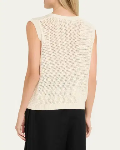 Max Mara Sleeveless Crewneck Open-Stitch Sweater | Thumbnail 3
