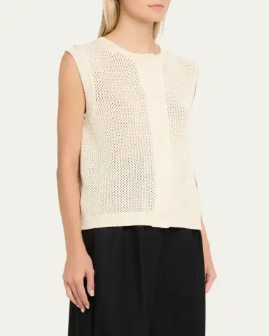 Max Mara Sleeveless Crewneck Open-Stitch Sweater | Thumbnail 4
