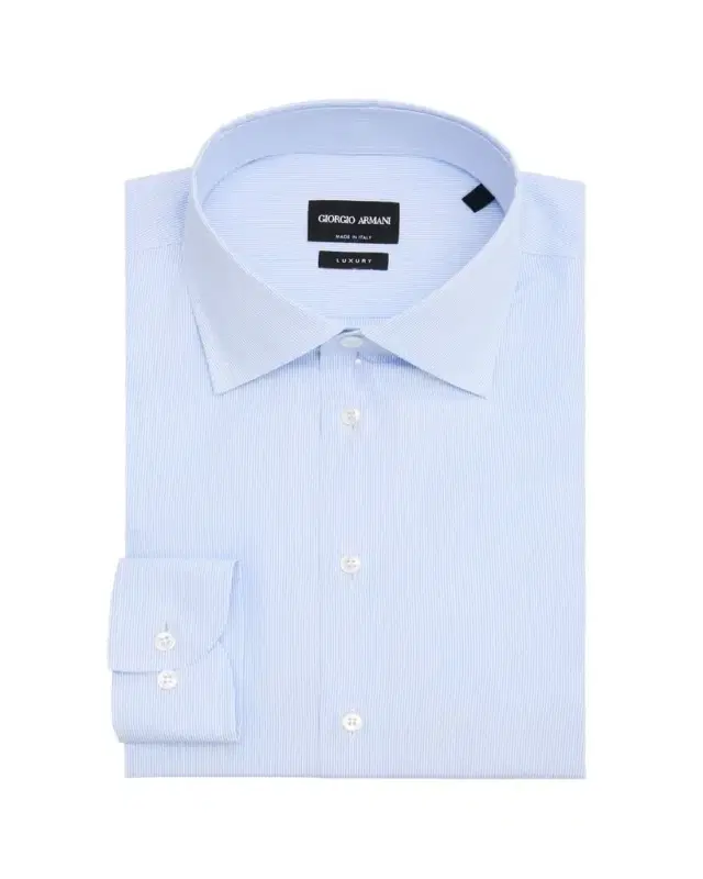 Giorgio Armani Men's Micro-Stripe Luxury Line Cotton Dress Shirt