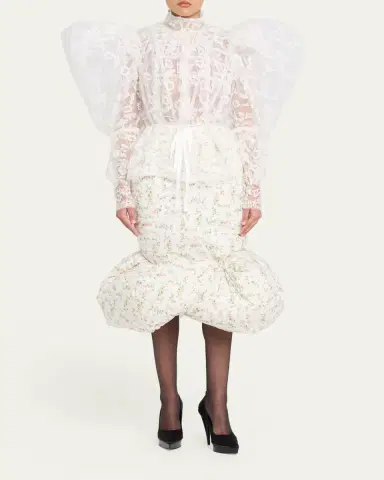 Marc Jacobs Runway Draped Puff-Sleeve Lace Top | Thumbnail 2 Marc Jacobs Runway Draped Puff-Sleeve Lace Top | Thumbnail 2