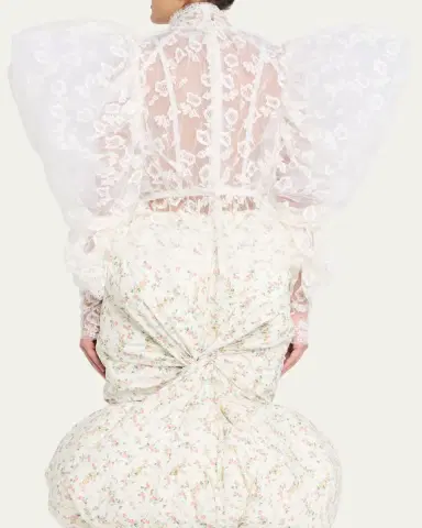 Marc Jacobs Runway Draped Puff-Sleeve Lace Top | Thumbnail 3 Marc Jacobs Runway Draped Puff-Sleeve Lace Top | Thumbnail 3
