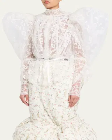 Marc Jacobs Runway Draped Puff-Sleeve Lace Top | Thumbnail 4 Marc Jacobs Runway Draped Puff-Sleeve Lace Top | Thumbnail 4