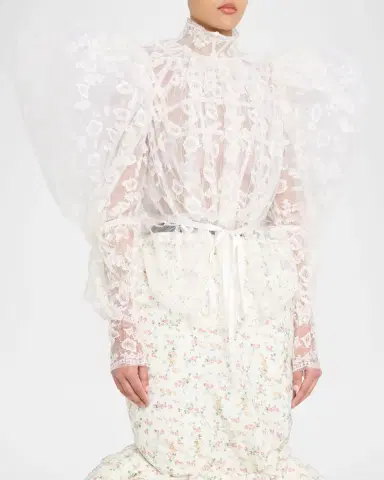 Marc Jacobs Runway Draped Puff-Sleeve Lace Top | Thumbnail 8 Marc Jacobs Runway Draped Puff-Sleeve Lace Top | Thumbnail 8