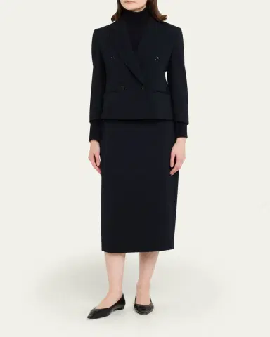 Max Mara Double-Breasted Stretch Wool Crop Jacket | Thumbnail 2 Max Mara Double-Breasted Stretch Wool Crop Jacket | Thumbnail 2