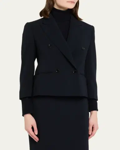 Max Mara Double-Breasted Stretch Wool Crop Jacket | Thumbnail 4 Max Mara Double-Breasted Stretch Wool Crop Jacket | Thumbnail 4