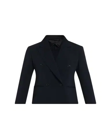 Max Mara Double-Breasted Stretch Wool Crop Jacket | Thumbnail 1 Max Mara Double-Breasted Stretch Wool Crop Jacket | Thumbnail 1