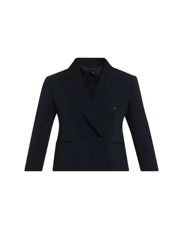 Double-Breasted Stretch Wool Crop Jacket
