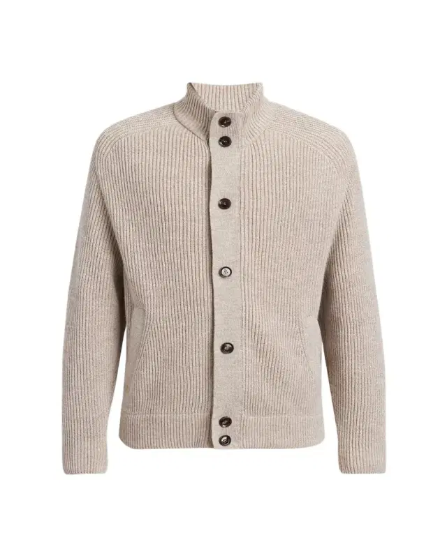 Brioni Men's Ribbed Cotton-Blend Mouline Blouson Sweater