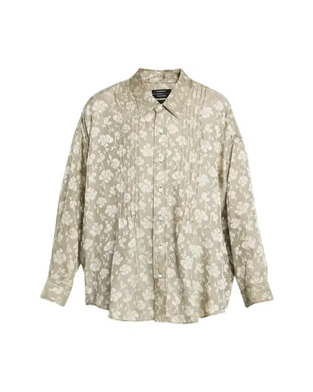 R13 Floral Pintuck Long-Sleeve Shirt