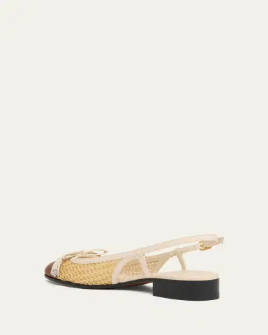 Valentino Garavani 25mm Valet du Roi Raffia and Leather Ballerina Flats | Thumbnail 4 Valentino Garavani 25mm Valet du Roi Raffia and Leather Ballerina Flats | Thumbnail 4