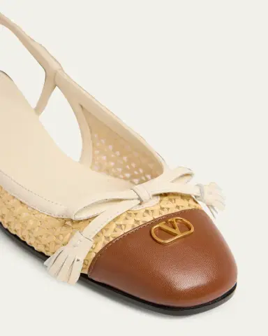 Valentino Garavani 25mm Valet du Roi Raffia and Leather Ballerina Flats | Thumbnail 5 Valentino Garavani 25mm Valet du Roi Raffia and Leather Ballerina Flats | Thumbnail 5