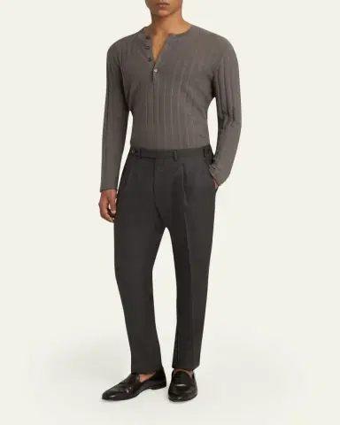 Brioni Men's Cashmere/Silk Henley Sweater | Thumbnail 2 Brioni Men's Cashmere/Silk Henley Sweater | Thumbnail 2