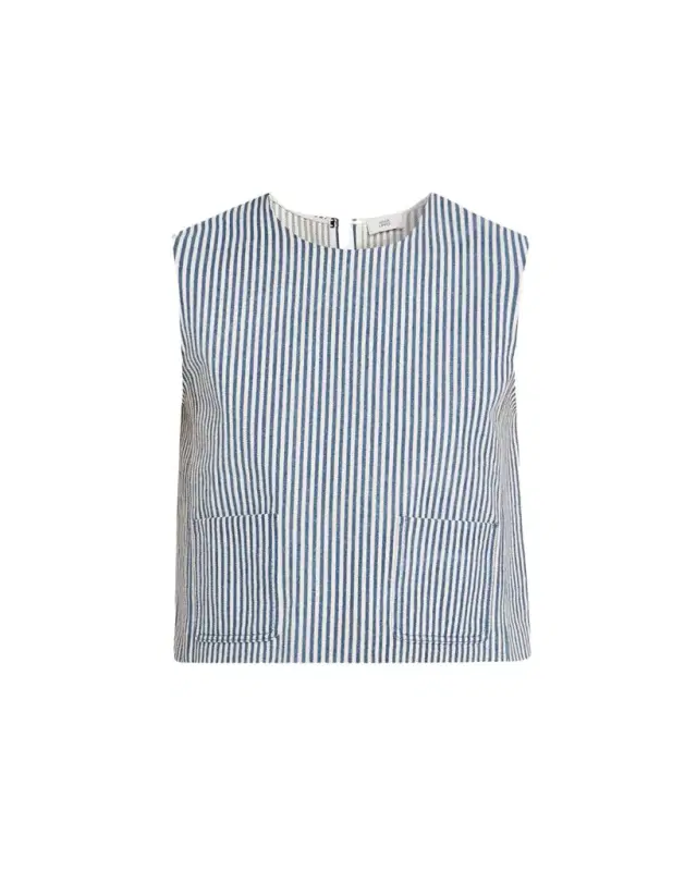 Adam Lippes Ludlow Striped Twill Sleeveless Top