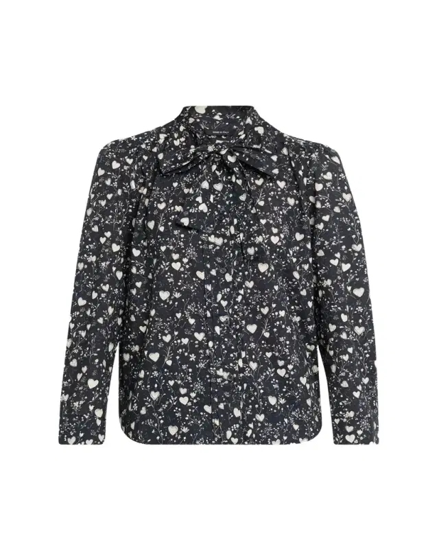 R13 ong-Sleeve Tie-Neck Cotton Shirt