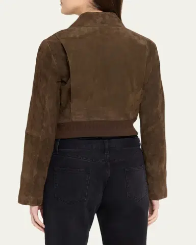 Vince Shrunken Suede Bomber Jacket | Thumbnail 3