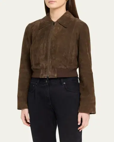 Vince Shrunken Suede Bomber Jacket | Thumbnail 4