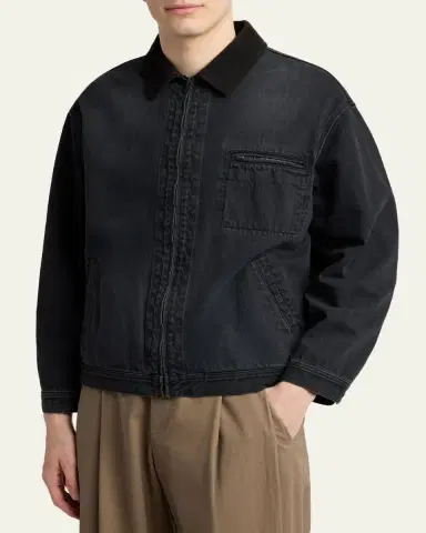 THE ROW Men's Tarquin Zip-Front Denim Jacket | Thumbnail 4