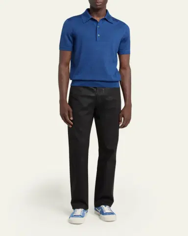 TOM FORD Men's Fine-Gauge Cashmere-Blend Polo Shirt | Thumbnail 2