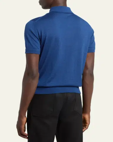 TOM FORD Men's Fine-Gauge Cashmere-Blend Polo Shirt | Thumbnail 3