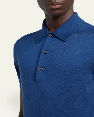 TOM FORD Men's Fine-Gauge Cashmere-Blend Polo Shirt | Thumbnail 5