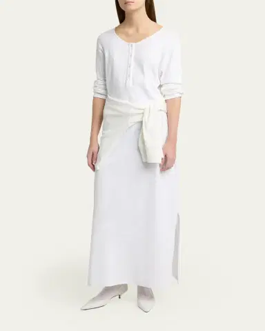 The Row Latoya Long-Sleeve Crewneck Cotton Midi Dress | Thumbnail 2 The Row Latoya Long-Sleeve Crewneck Cotton Midi Dress | Thumbnail 2