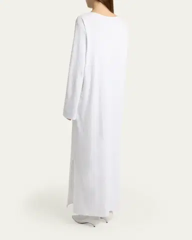 The Row Latoya Long-Sleeve Crewneck Cotton Midi Dress | Thumbnail 3 The Row Latoya Long-Sleeve Crewneck Cotton Midi Dress | Thumbnail 3