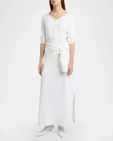 The Row Latoya Long-Sleeve Crewneck Cotton Midi Dress | Thumbnail 6 The Row Latoya Long-Sleeve Crewneck Cotton Midi Dress | Thumbnail 6
