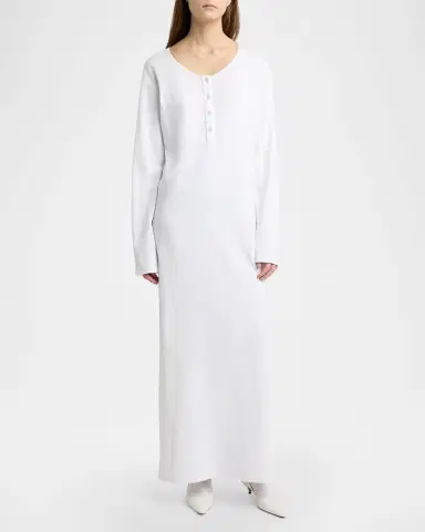 The Row Latoya Long-Sleeve Crewneck Cotton Midi Dress | Thumbnail 8 The Row Latoya Long-Sleeve Crewneck Cotton Midi Dress | Thumbnail 8