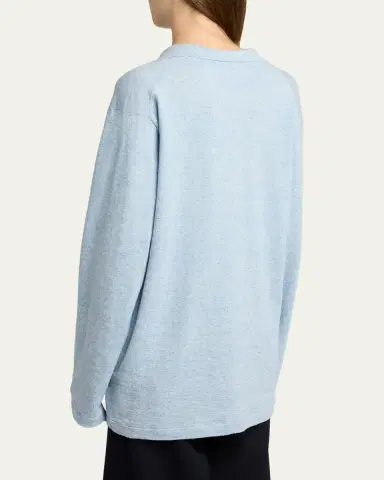The Row Niosa Long-Sleeved Cotton & Linen Polo Top | Thumbnail 3