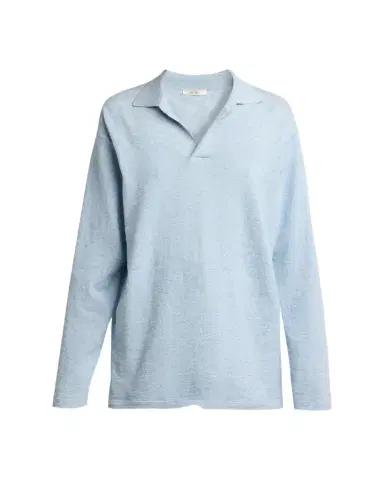 The Row Niosa Long-Sleeved Cotton & Linen Polo Top | Thumbnail 1