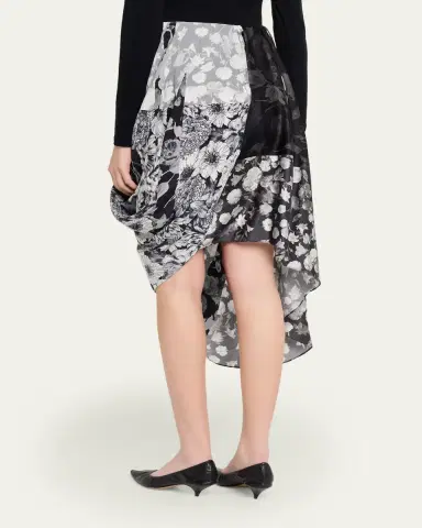 MM6 MAISON MARGIELA Draped Floral Silk Midi Skirt | Thumbnail 3 MM6 MAISON MARGIELA Draped Floral Silk Midi Skirt | Thumbnail 3