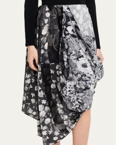 MM6 MAISON MARGIELA Draped Floral Silk Midi Skirt | Thumbnail 5 MM6 MAISON MARGIELA Draped Floral Silk Midi Skirt | Thumbnail 5
