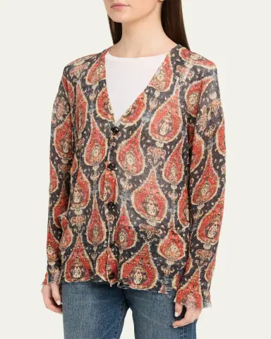 R13 Printed Boyfriend Cardigan | Thumbnail 4 R13 Printed Boyfriend Cardigan | Thumbnail 4