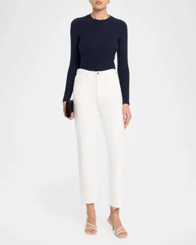 FRAME The Long-Sleeve Ribbed Crewneck Top | Thumbnail 6 FRAME The Long-Sleeve Ribbed Crewneck Top | Thumbnail 6