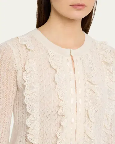 LoveShackFancy Melisse Eyelet Ruffle Cardigan | Thumbnail 5 LoveShackFancy Melisse Eyelet Ruffle Cardigan | Thumbnail 5