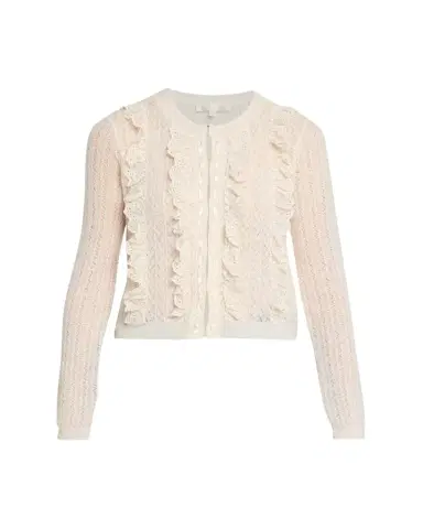 LoveShackFancy Melisse Eyelet Ruffle Cardigan | Thumbnail 1 LoveShackFancy Melisse Eyelet Ruffle Cardigan | Thumbnail 1