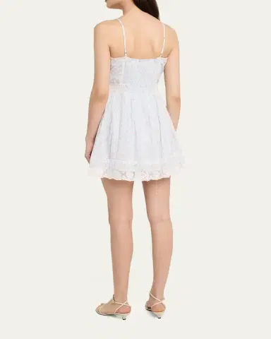 LoveShackFancy Zirelle Floral Cotton Lace-Trimmed Mini Dress | Thumbnail 3
