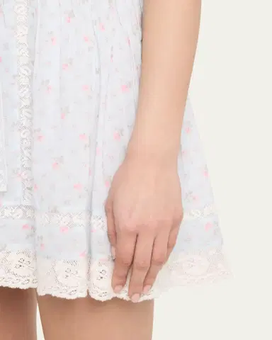 LoveShackFancy Zirelle Floral Cotton Lace-Trimmed Mini Dress | Thumbnail 5
