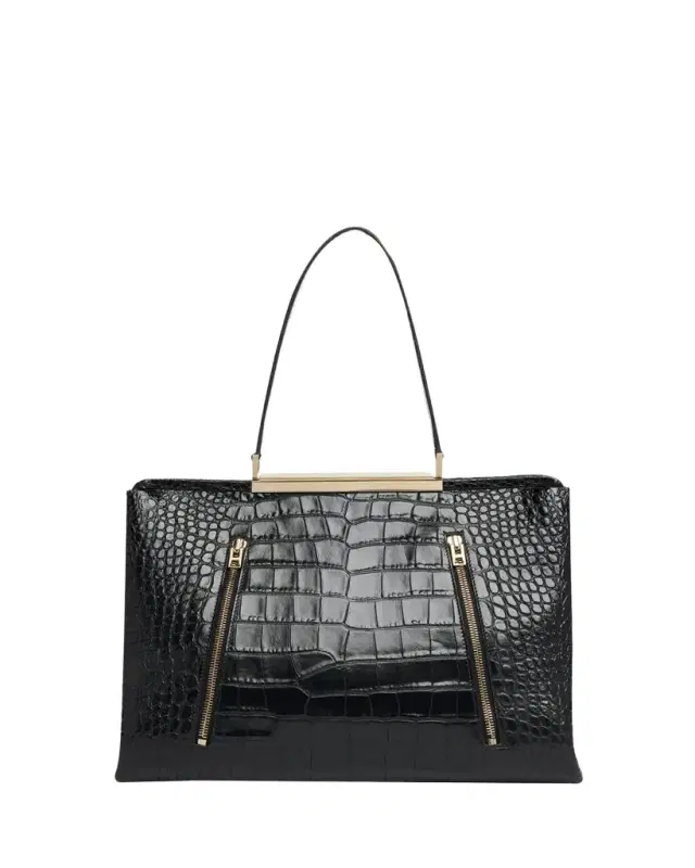 Patrick Croc-Embossed Leather Shoulder Bag